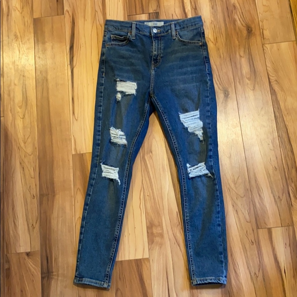 Topshop “super rip” high waist Jamie skinny jeans